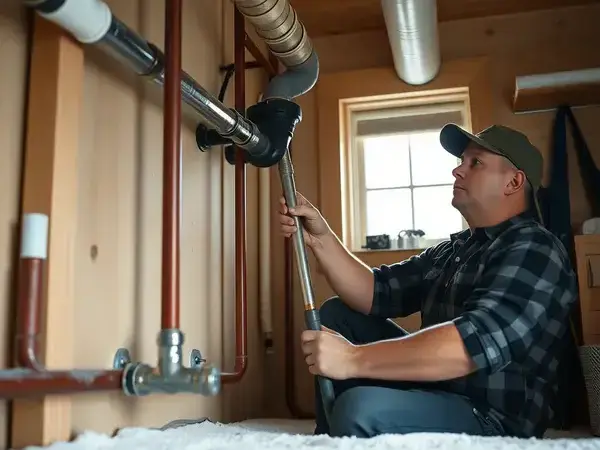 Professional plumber installing pipes in Alaska home